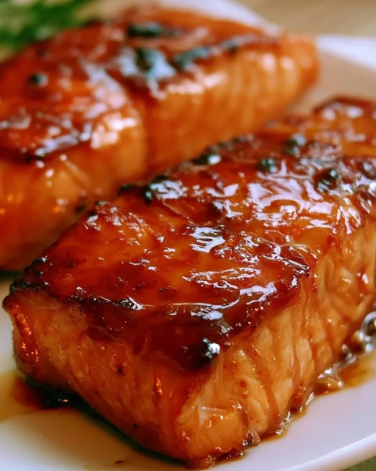 Saumon à l'Érable préparé avec une sauce sucrée et savoureuse, servi dans une assiette élégante.