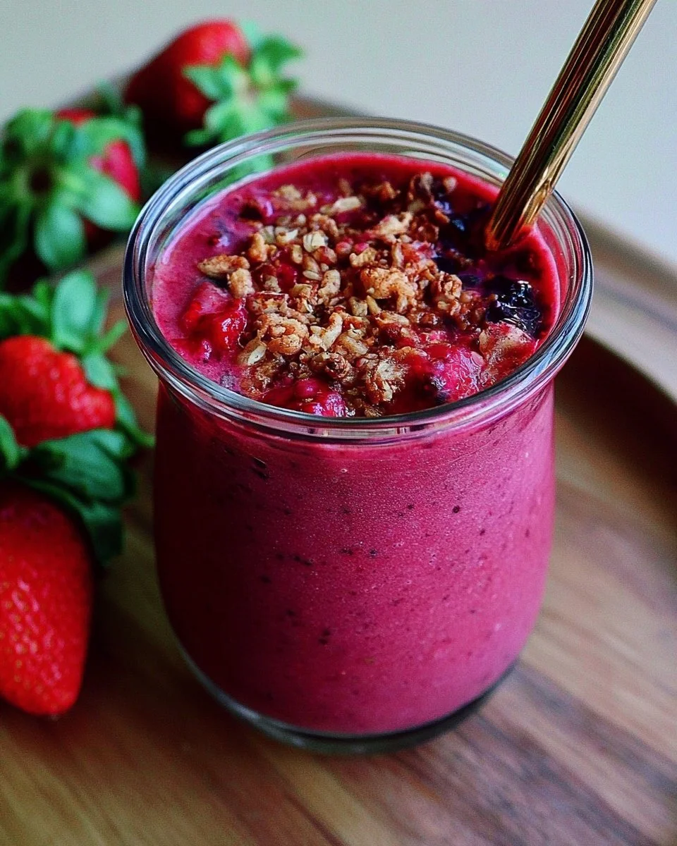Smoothie délicieux aux petits fruits frais, idéal pour une boisson saine.