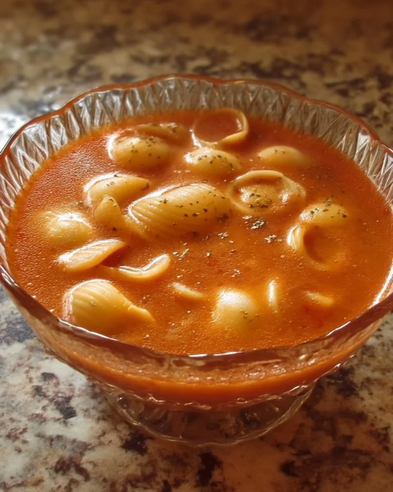 Soupe de tomates aux coquilles de doumdoum servie dans un bol