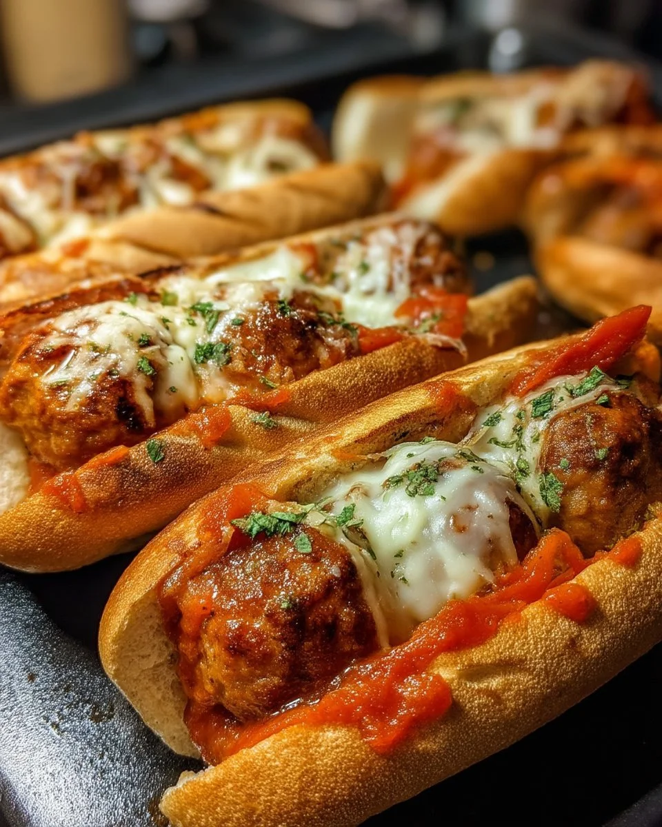 Sous-marin garni de boulettes de viande délicieuses