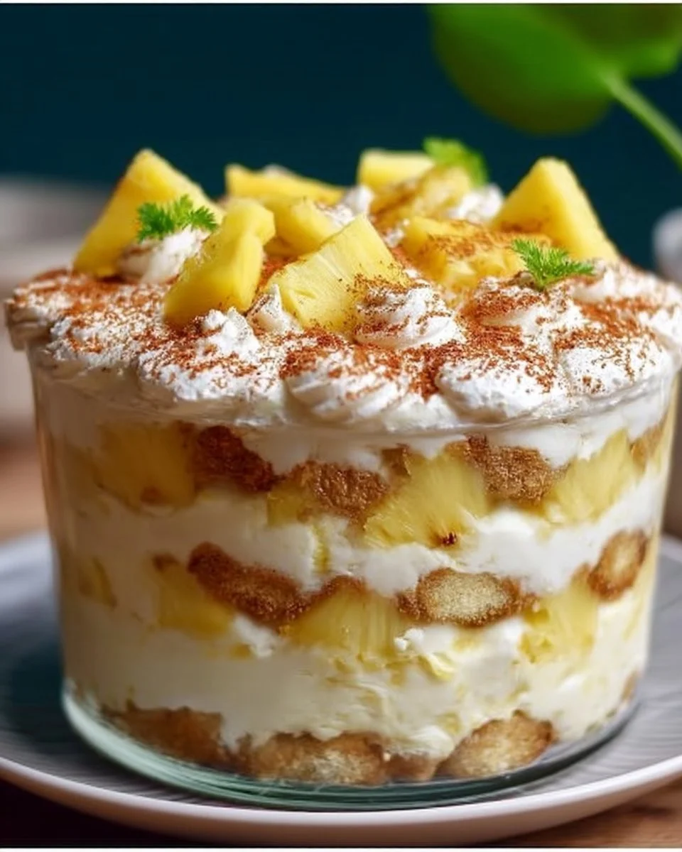 Tiramisu à l'Ananas Ultra Frais garnie de fruits exotiques