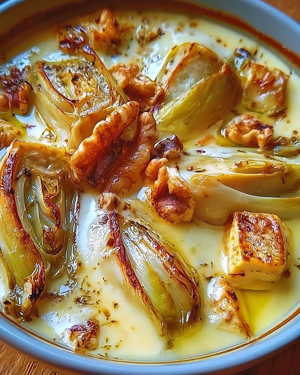 Fondue d’endives au fromage et noix