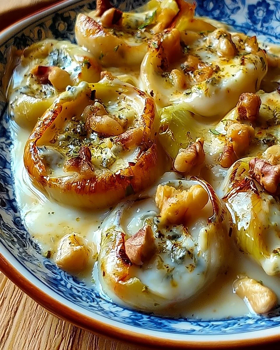 Fondue d’endives au bleu et noix
