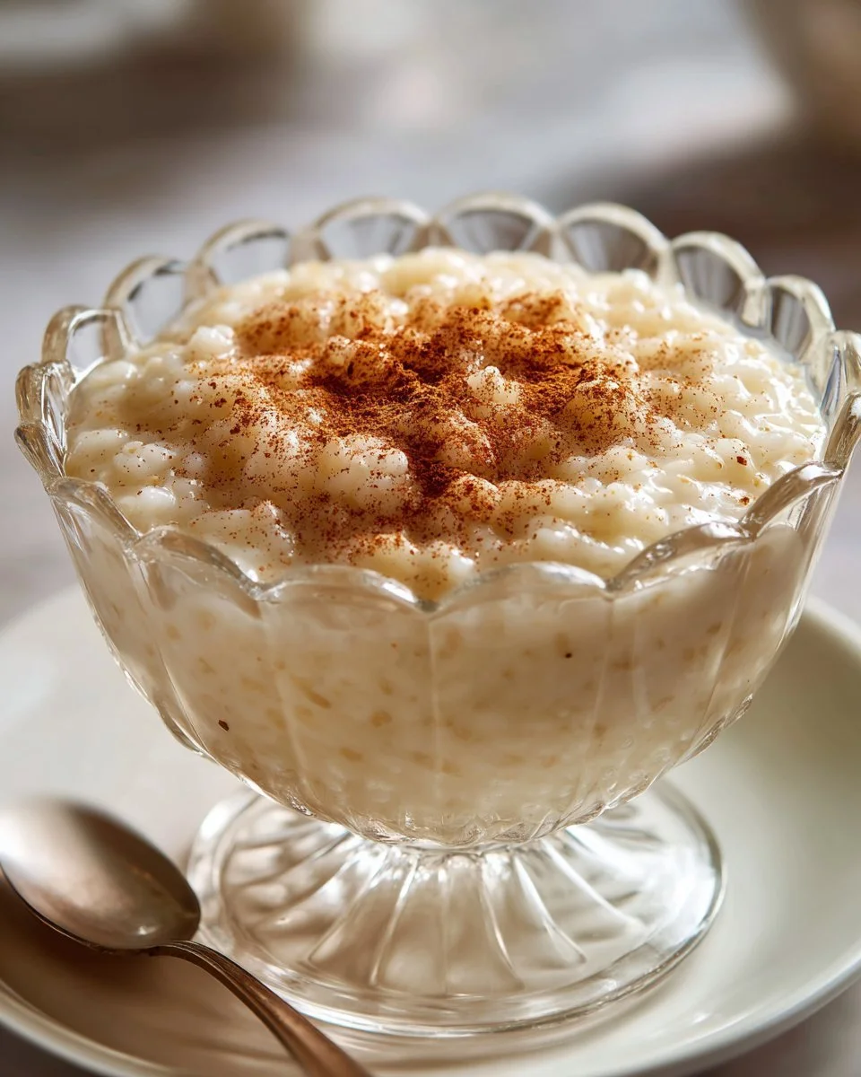 Pudding au Riz de l'Ancien Temps servi avec une touche de caramel