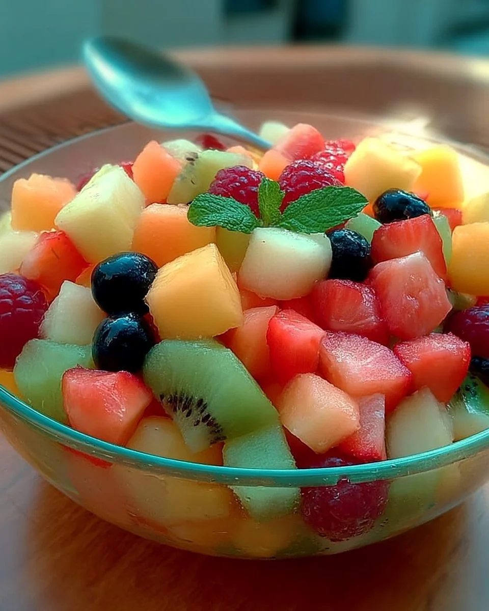 Salade de fruits frais d'été colorée et savoureuse