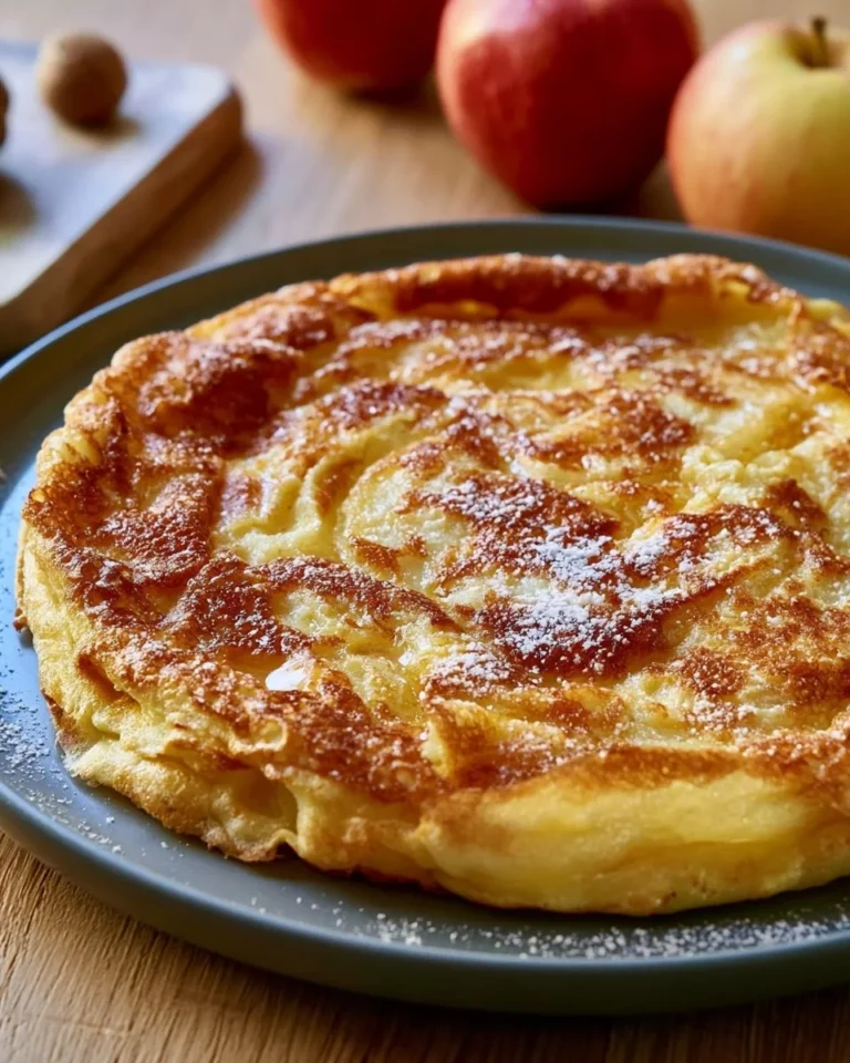 Crêpe aux Pommes Dorées garnie de pommes caramélisées