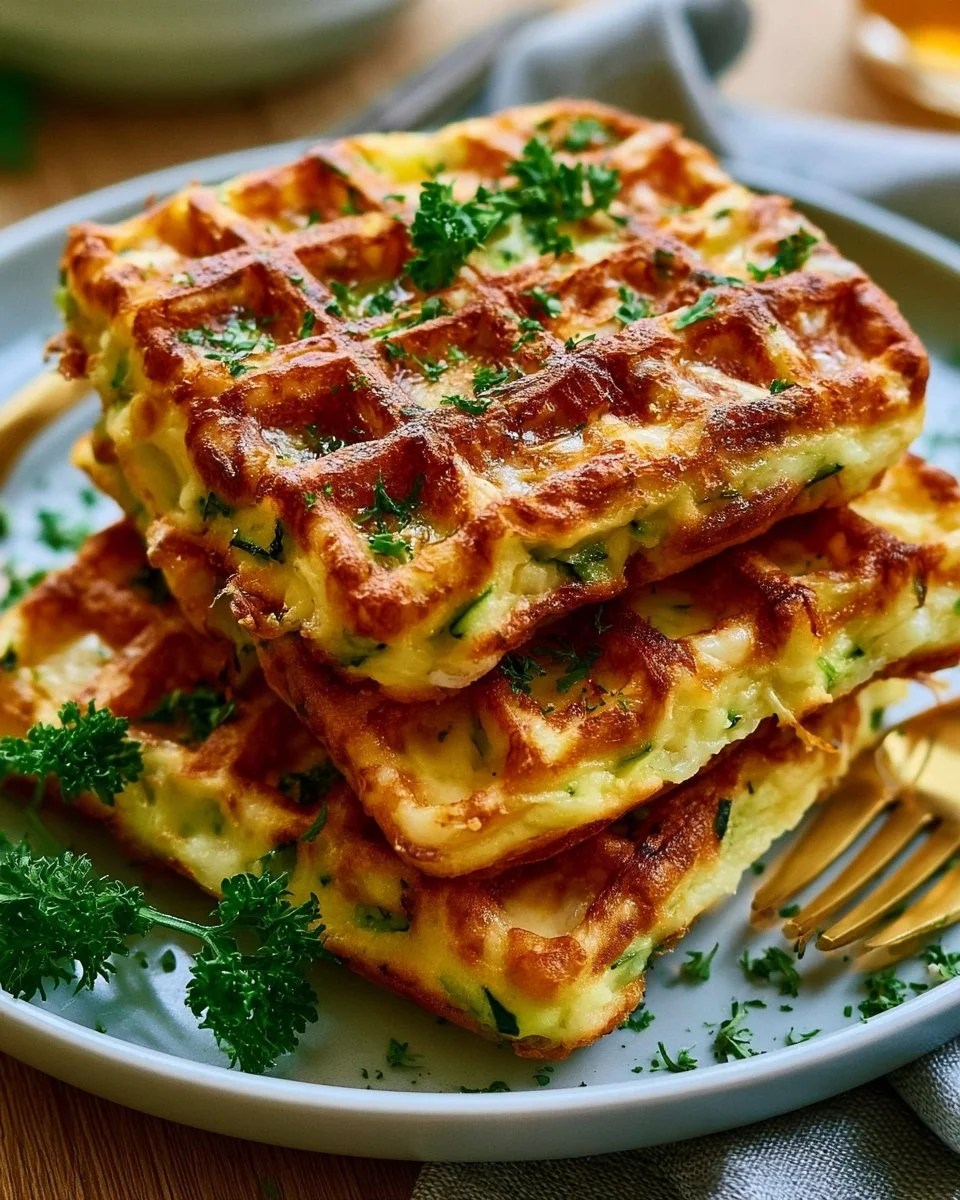 Gaufres à la courgette crousti-fondantes au fromage râpé, délicieuses et légères.