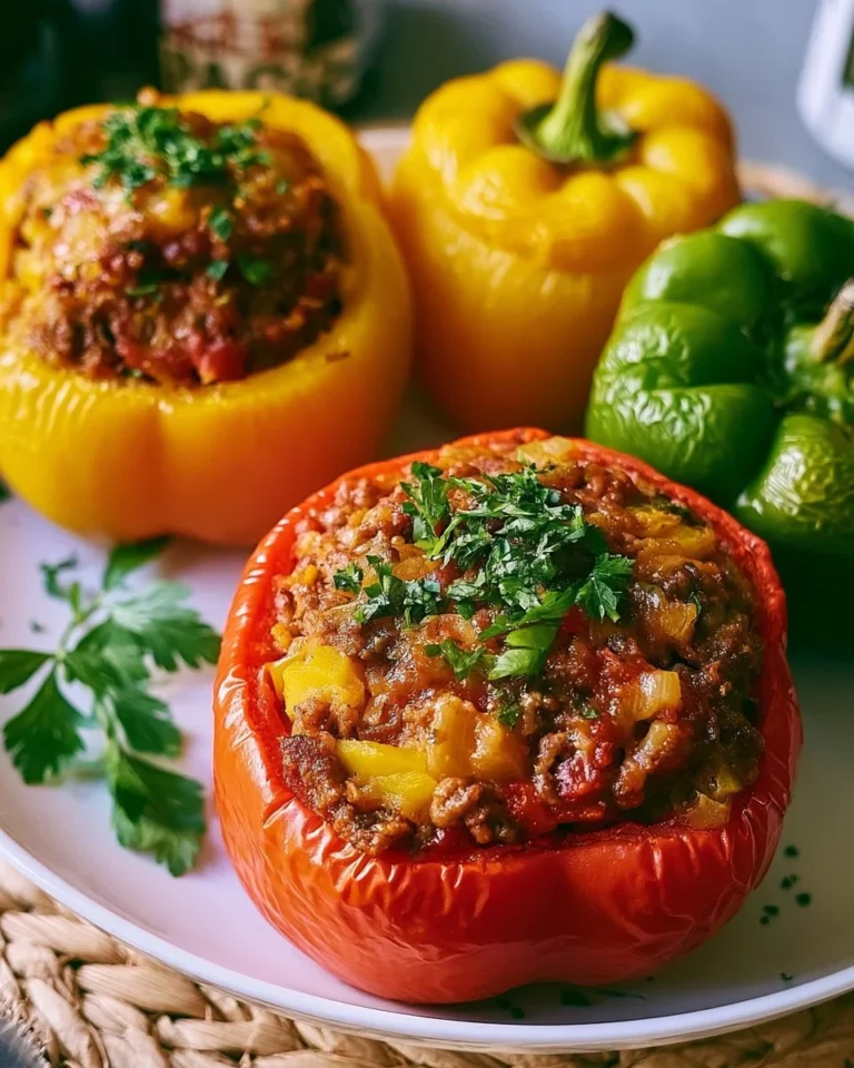 Poivrons farcis à la viande hachée, plat coloré et délicieux
