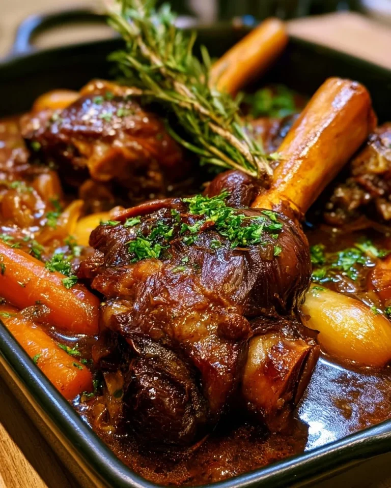 Souris d'agneau confites à la cocotte et miel doux, plat savoureux et réconfortant.